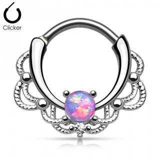 Piercing septum � design cordage sertie d'une Opale violette
