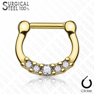Piercing septum acier titanium IP � strass asym�triques - Dor�