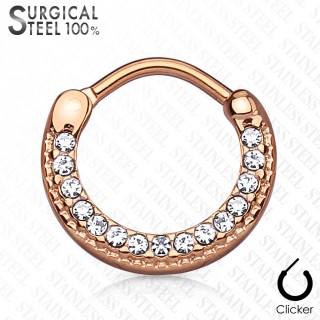 Piercing septum cuivr� en acier constell� de cristaux