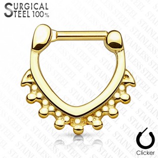 Piercing septum dor� en acier � triangle perl�