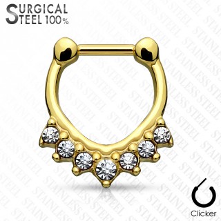 Piercing septum dor� en acier design chevron