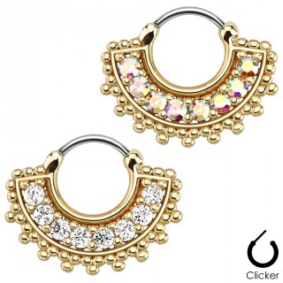 Piercing septum dor� et serti � clip style �ventail