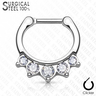 Piercing septum en acier � cristaux clairs