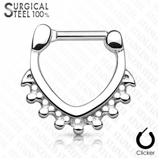 Piercing septum en acier � triangle perl�