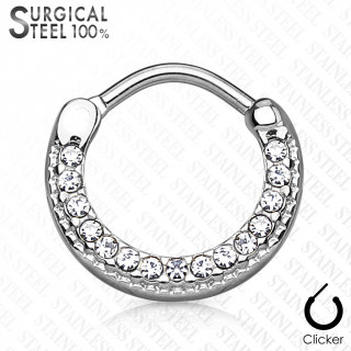 Piercing septum en acier constell� de cristaux