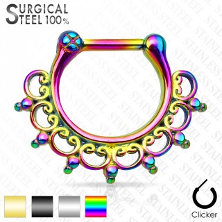 Piercing septum en acier style �ventail tribal