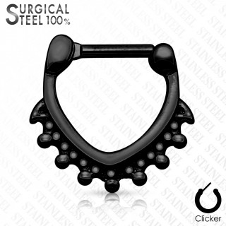 Piercing septum noir en acier � triangle perl�