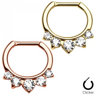 Piercing septum plaqu� IP avec petit arc de pierres
