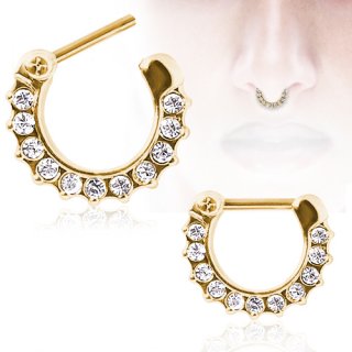 Piercing septum plaqu� or � arc de strass clairs
