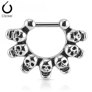 Piercing septum style cannibal orn� de 7 petits cranes