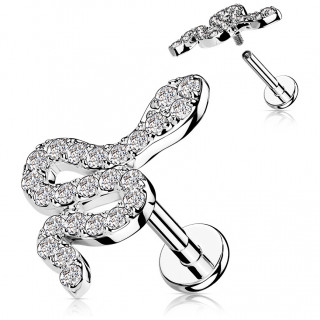 Piercing serpent clair pav� de strass (l�vre, h�lix, flat...)