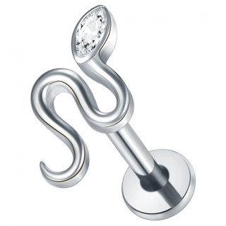 Piercing Serpent �l�gant serti en Titane pour l�vre et oreille (� filetage interne)