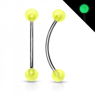 Piercing snake eyes courb� � boules fluorescentes - Vert