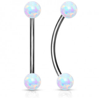 Piercing snake eyes courb� � boules d'opale - Blanc