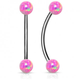 Piercing snake eyes courb� � boules d'opale - Rose