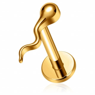 Piercing Spermatozo�de en Titane dor� pour l�vre et oreille (� filetage interne)