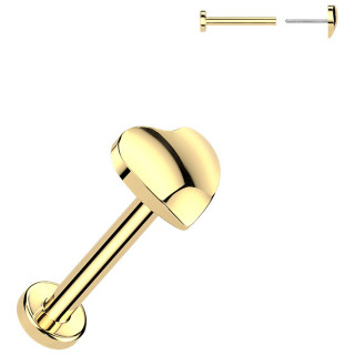 Piercing stud Titane dor� push-in � petit coeur (narine, tragus, h�lix...)