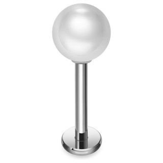 Piercing stud Titane � perle ronde blanche (l�vre, lobe, h�lix, flat..)