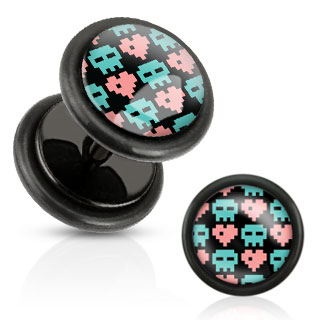 Piercing style faux plug � motif style space invader