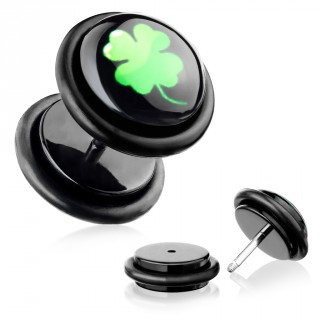 Piercing style faux plug en acrylique - tr�fle 4 feuilles