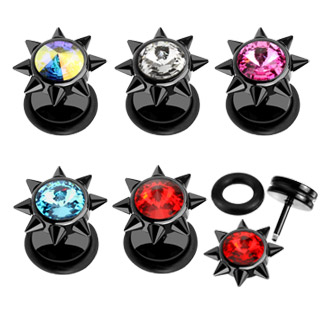 Piercing style faux plug noir serti � piques