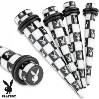 Piercing taper �carteur � damier noir et blanc avec lapins Playboy