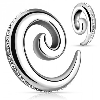 Piercing taper en spirale pav�e de pierres claires
