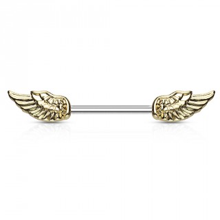 Piercing t�ton � ailes d'ange vintage dor�es