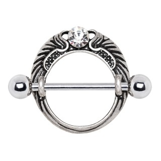 Piercing t�ton � bouclier d'ailes d'ange serti