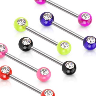 Piercing t�ton � boules acrylique serties