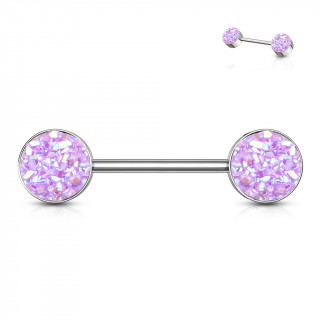 Piercing t�ton � druses rondes violet clair