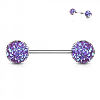 Piercing t�ton � druses rondes violettes