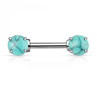 Piercing t�ton � embouts en Turquoise