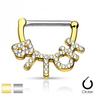 Piercing t�ton � mot coquin "BITCH"