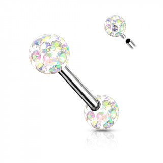 Piercing t�ton acier � boules f�rido (filetage interne) - Aurore Bor�ale