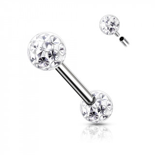 Piercing t�ton acier � boules f�rido (filetage interne) - Clair