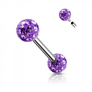Piercing t�ton acier � boules f�rido (filetage interne) - Violet Tanzanite