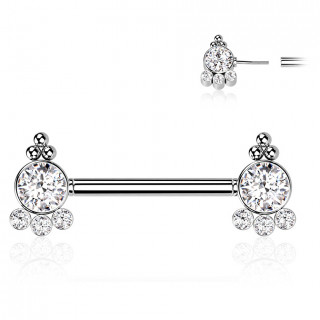 Piercing t�ton acier push-in chic � strass et perles