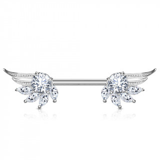 Piercing t�ton ailes d'ange majestueuses � strass