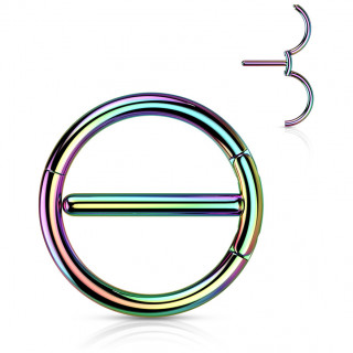 Piercing t�ton anneau � double segment en acier Arc en ciel