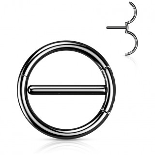 Piercing t�ton anneau � double segment en acier Noir