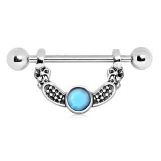 Piercing t�ton antique � perle turquoise
