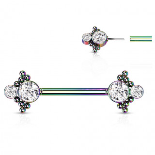 Piercing teton Arc en ciel push-in double strass perl�