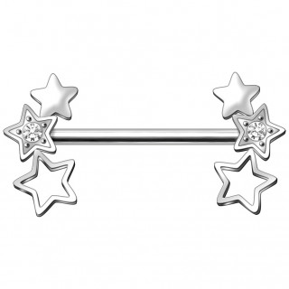 Piercing t�ton � arcs d'�toiles avec strass