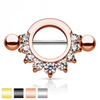 Piercing t�ton avec cercle ponctu� de strass sur la moiti�