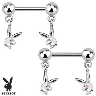 Piercing t�ton avec lapins Playboy en pendentifs