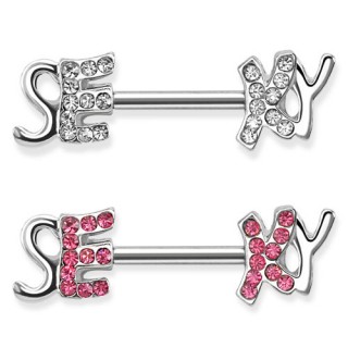 Piercing t�ton avec message "sexy"