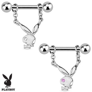 Piercing t�ton avec pendentif lapin Playboy
