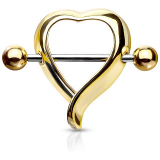 Piercing t�ton � bouclier coeur sensuel Dor�