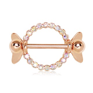 Piercing t�ton bouclier cuivr� serti style bonbon